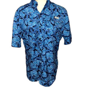 Men’s Ocean & Coast Quick Dry Fishing Fish Button Shirt S